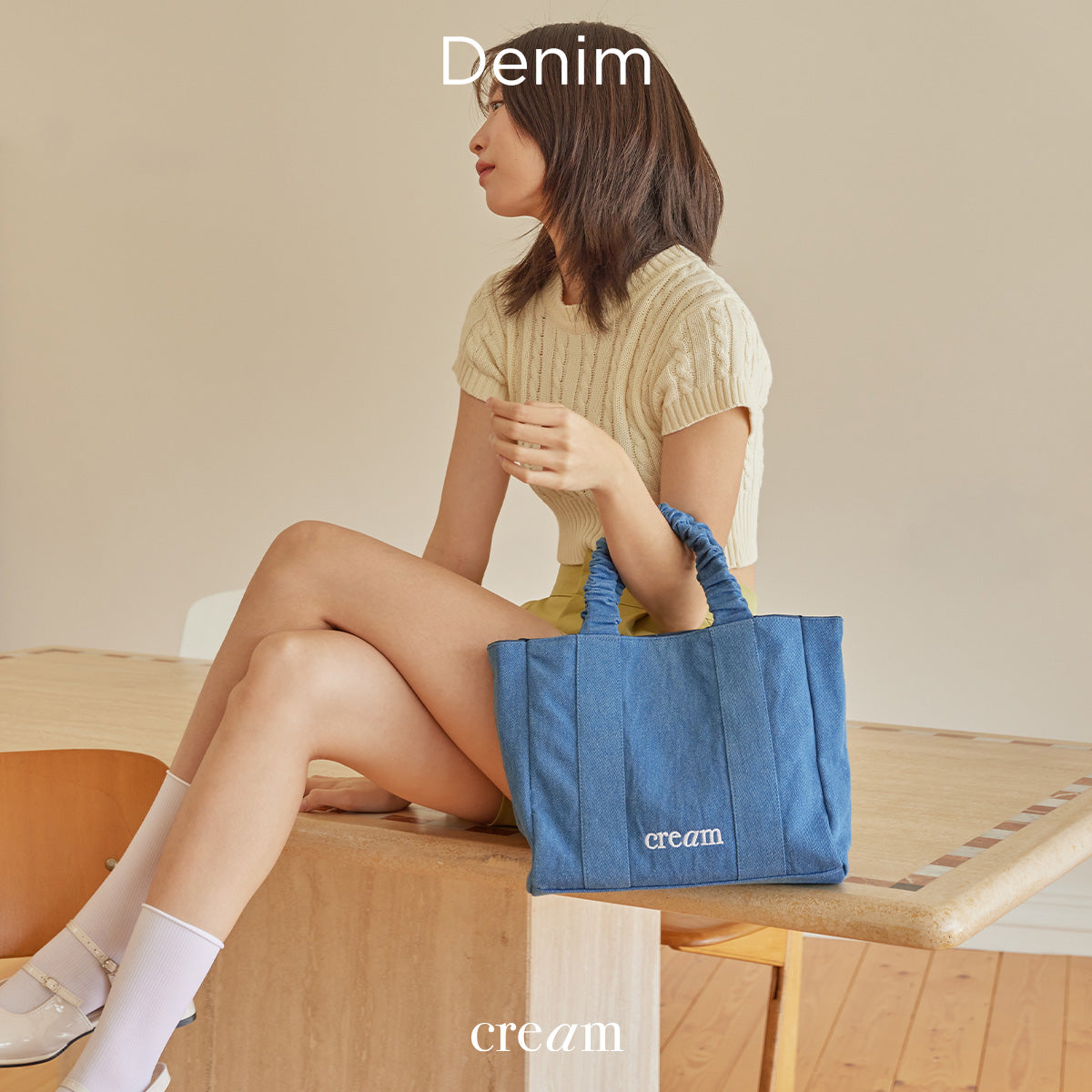 Scrunchie Tote Bag - Denim